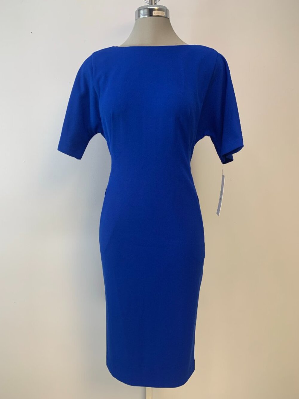 New Calvin Klein Regatta Blue Sheath Dress Short Sleeve Size 4